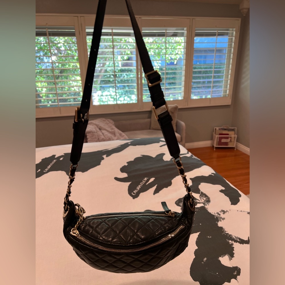 Chanel Fanny Pack. Lamb leather and light gold hardware.